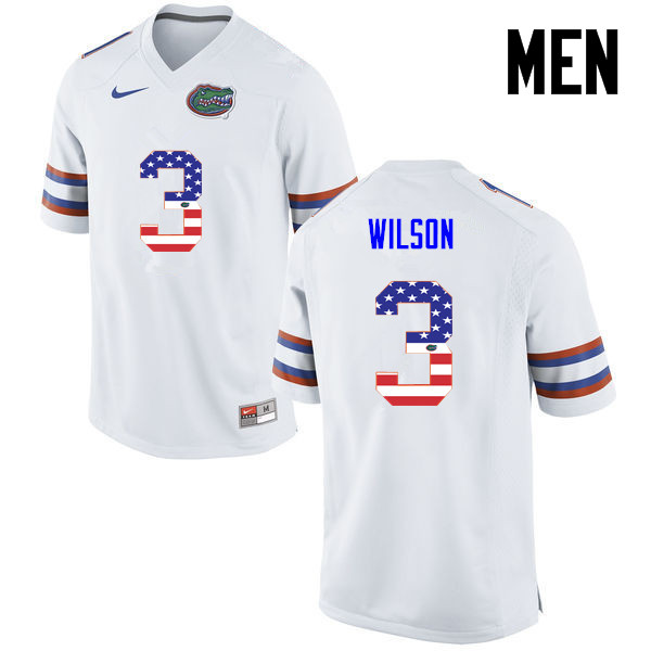 Men Florida Gators #3 Marco Wilson College Football USA Flag Fashion Jerseys-White - Click Image to Close